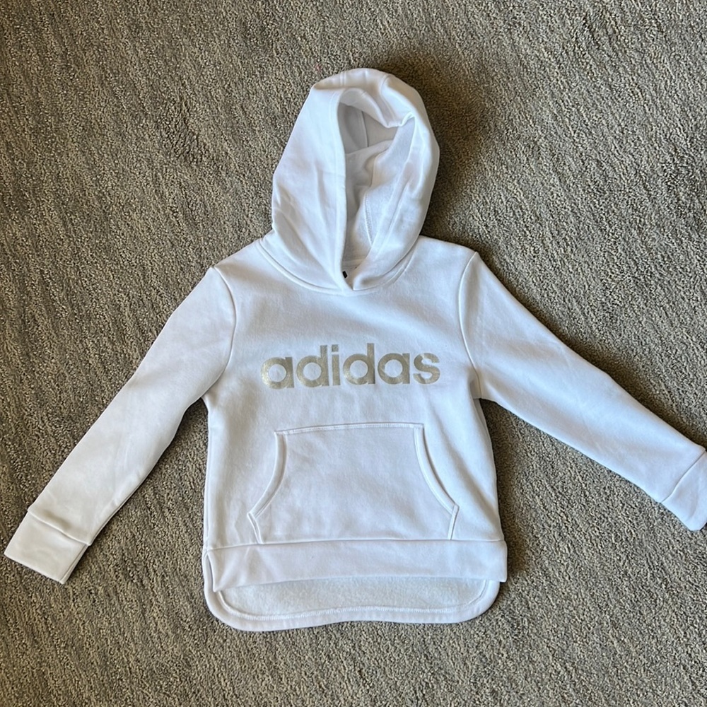 Girls white adidas hoodie
